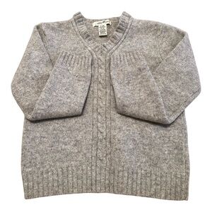 Eddie Bauer Vintage 100% Lambswool Gray Cable Knit Sweater Size M